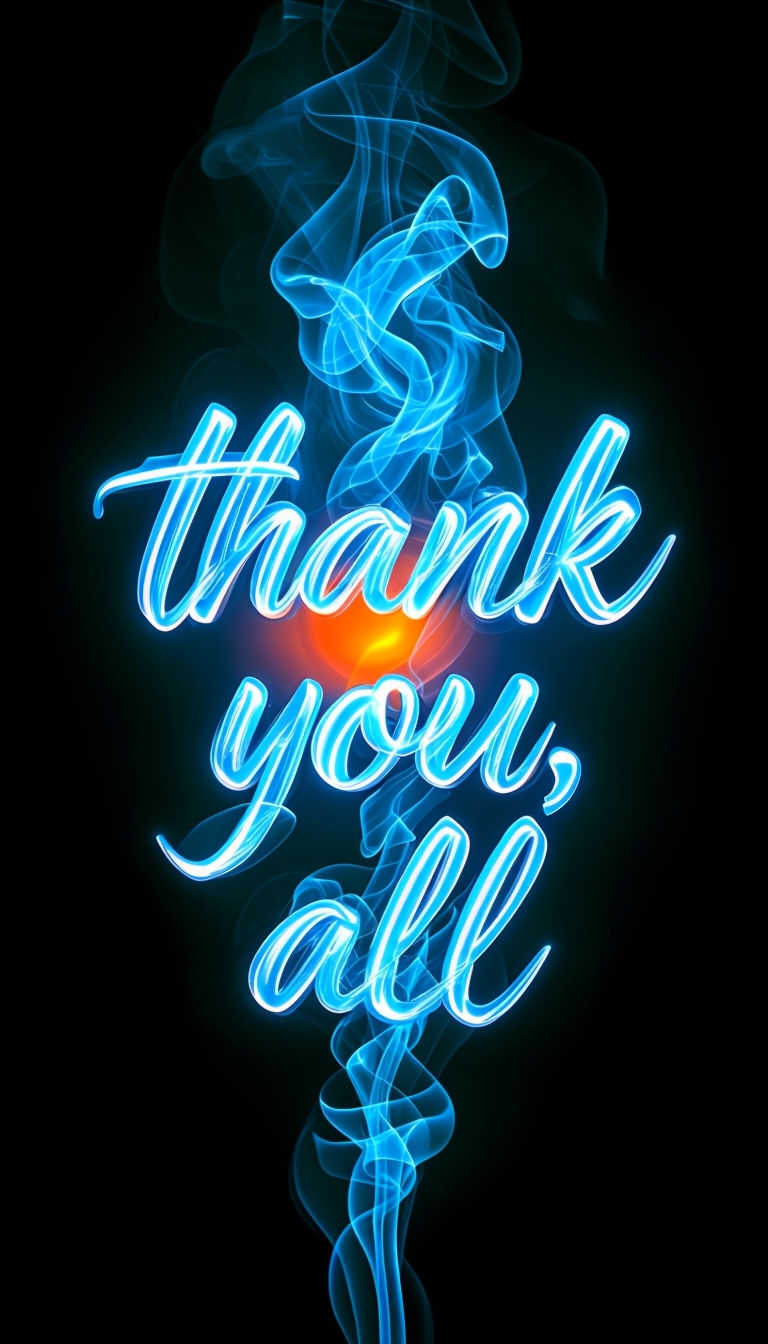 Elegant Neon 'Thank You, All' Abstract Art Poster