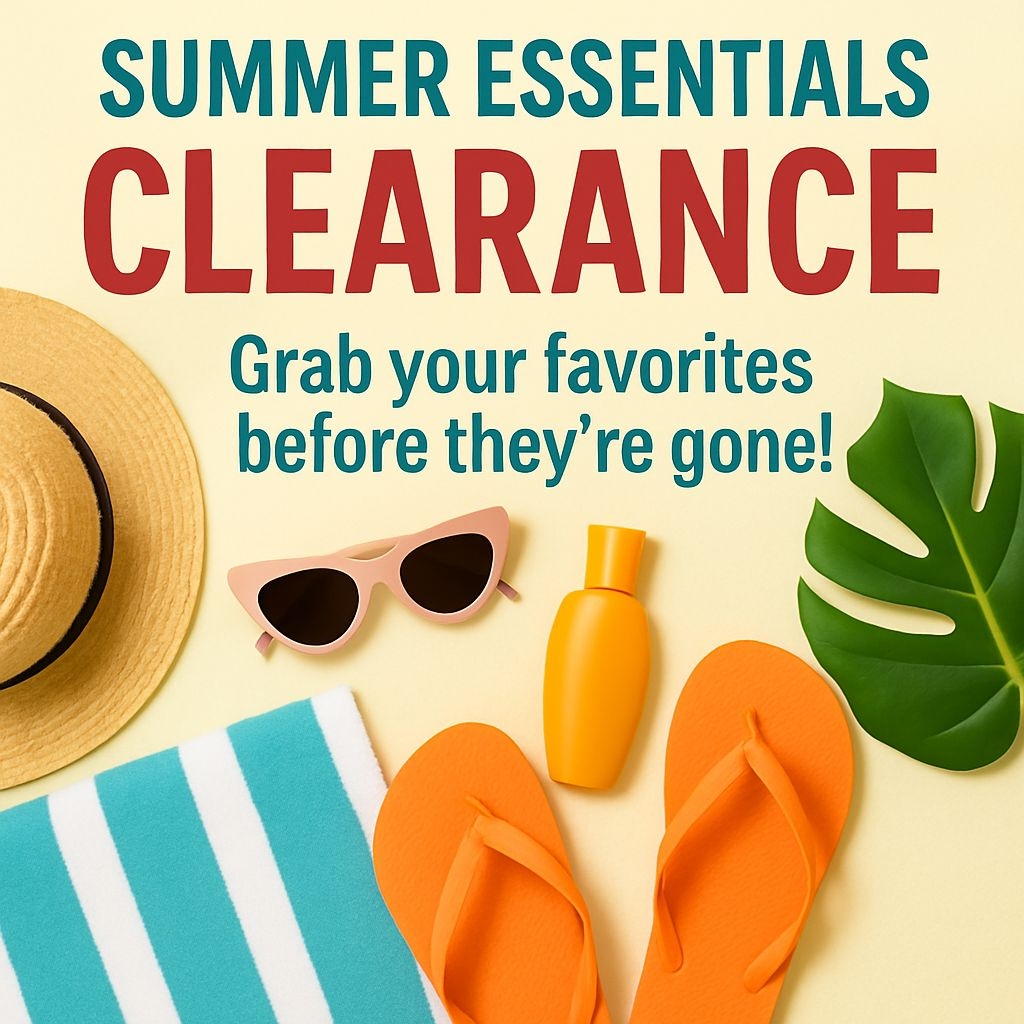 Summer Essentials Clearance Sale Advertisement for Social Media Post