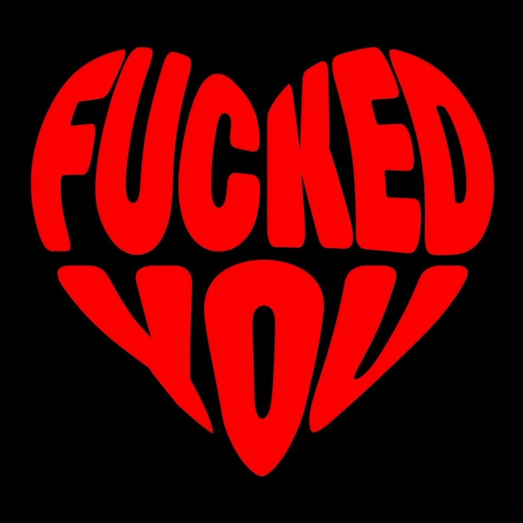 Bold Red Heart Typography 'Fucked You' T-Shirt