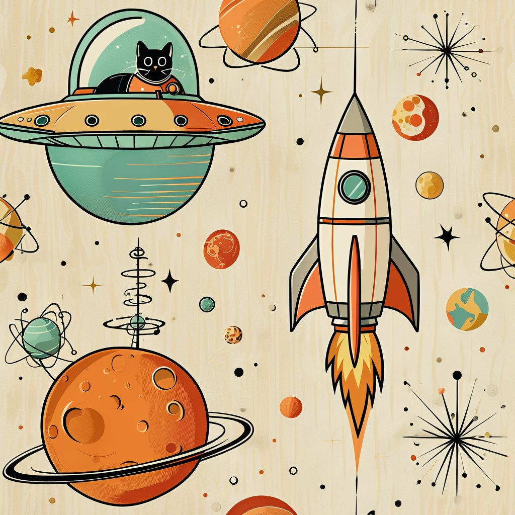 Vibrant Retro-Futuristic Space Seamless Pattern Design