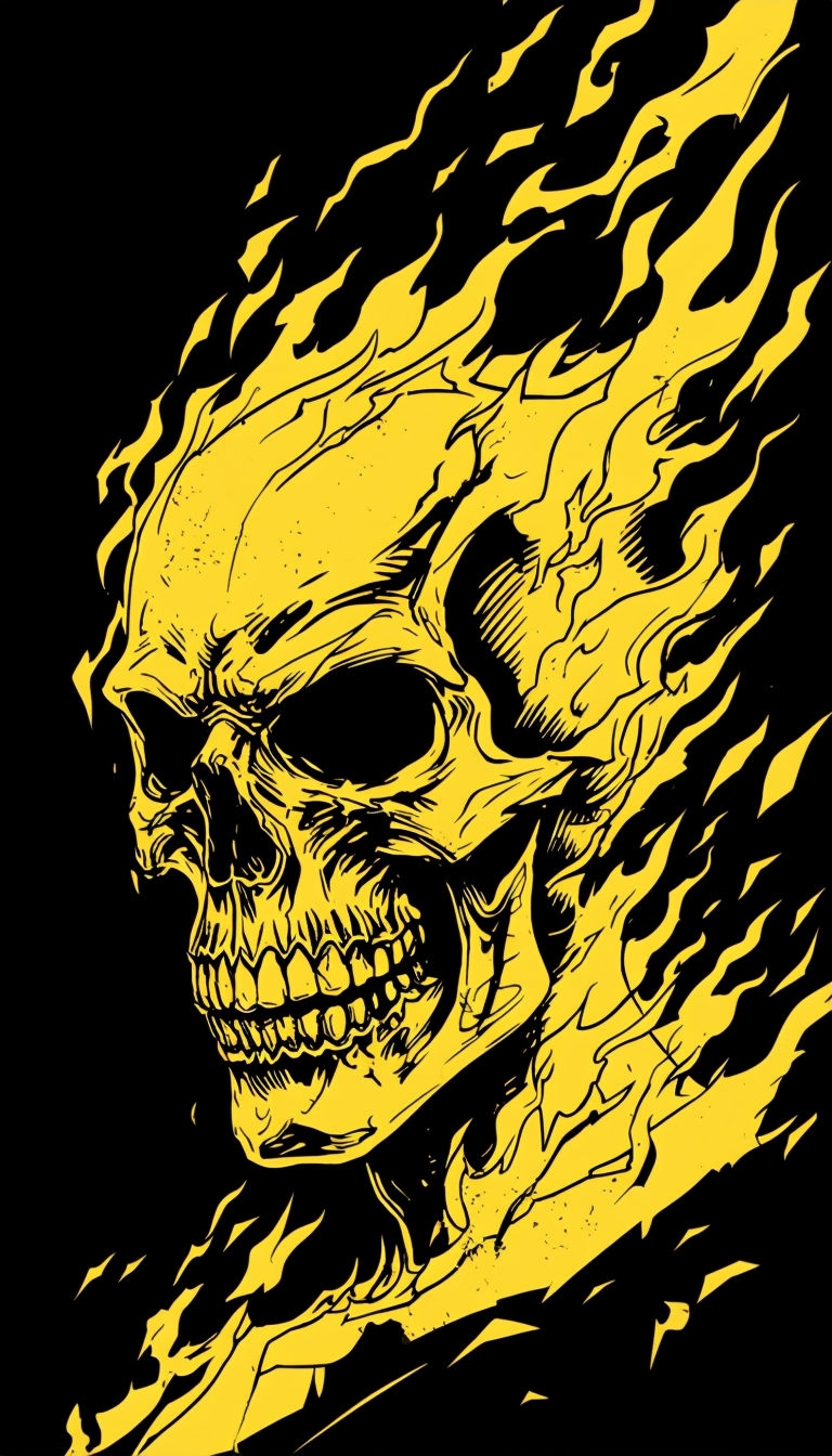 Flaming Skull Artwork Inspired by Frank Miller for Phone Case Cover