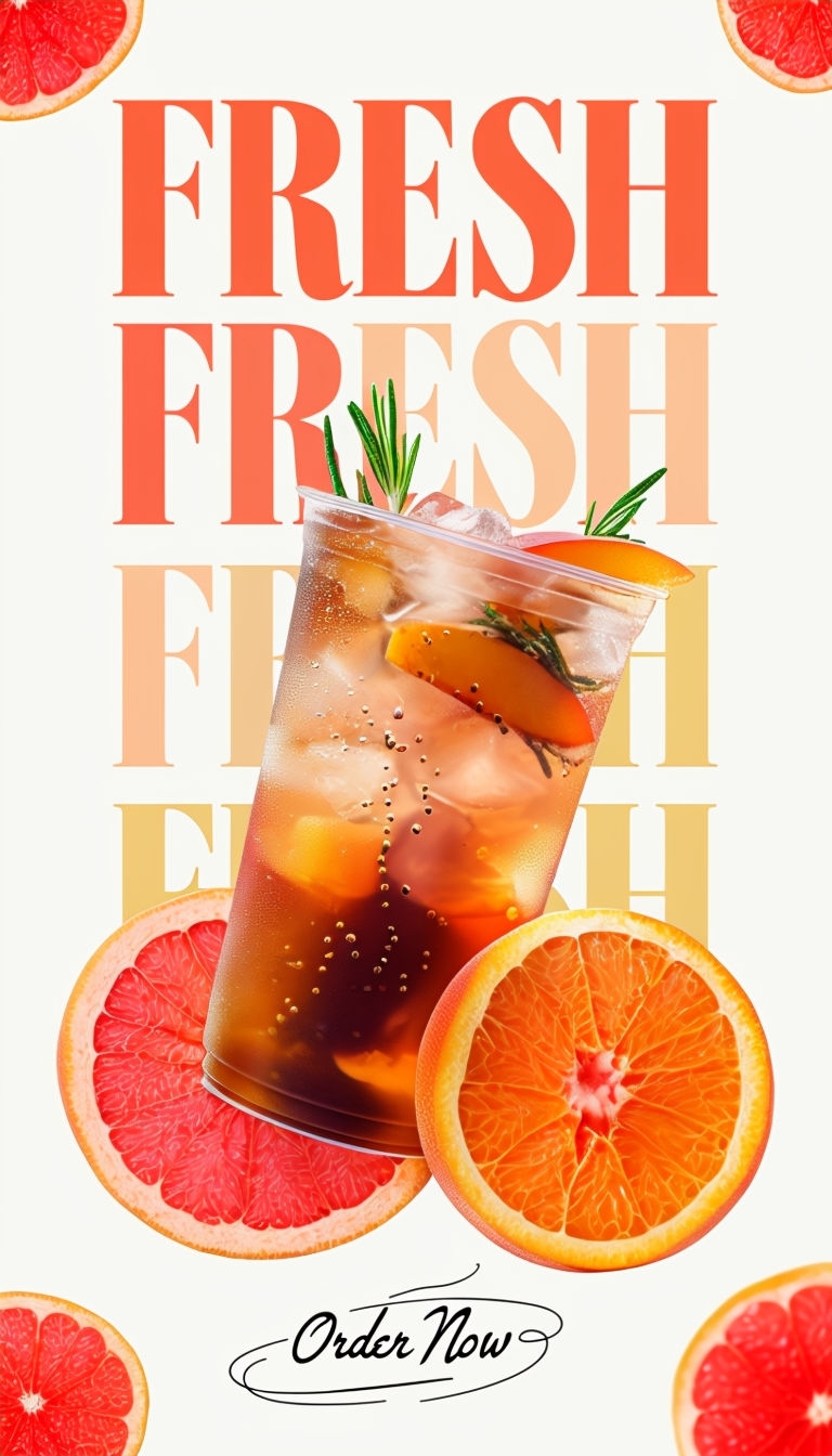 Refreshing Iced Beverage Advertisement with Citrus Garnish Ads