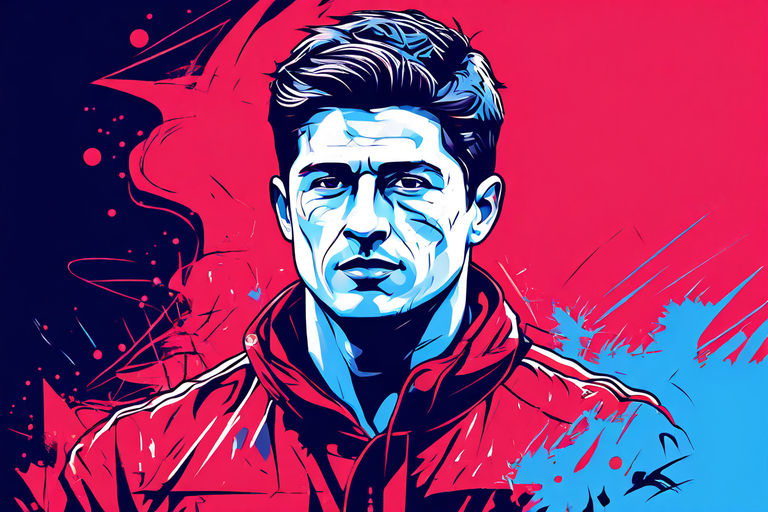 Line art drawing of Robert Lewandowski by Marko Markač - Playground