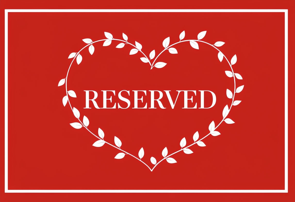 Elegant Reserved Heart Wreath Design for Romantic Events Sign