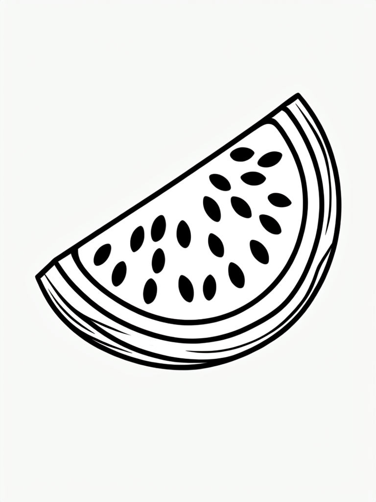 Minimalist Black and White Watermelon Slice Line Drawing Coloring Book Pages