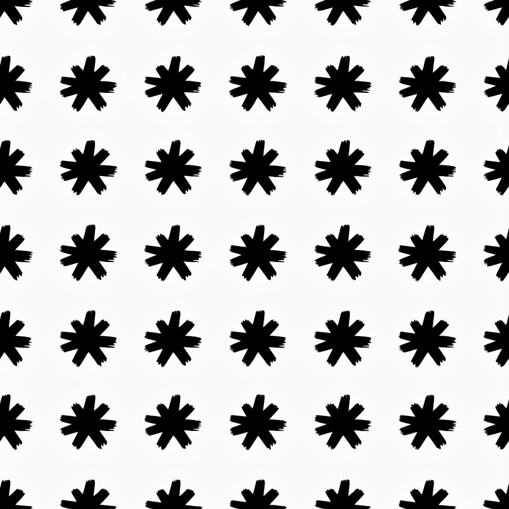 Black Asterisk Minimalist Pattern on White Background Seamless Pattern