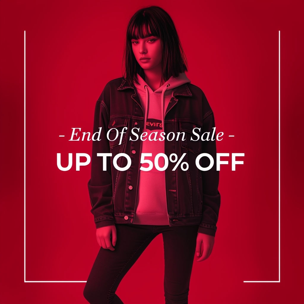 Fashion Promotion for End of Season Sale Featuring Young Model Ads