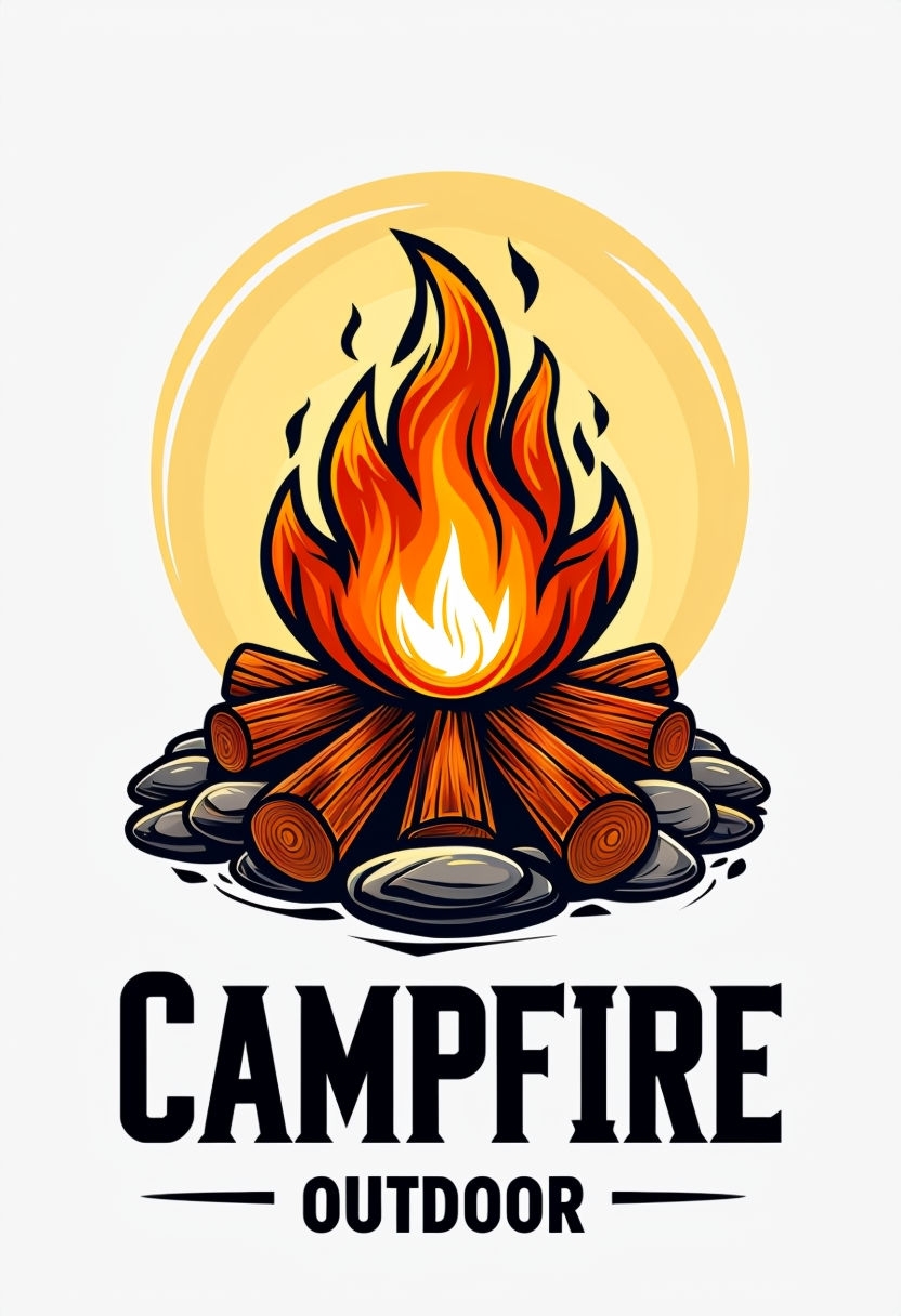 Vibrant Campfire Vector Illustration for Outdoor Adventure Social Media Post