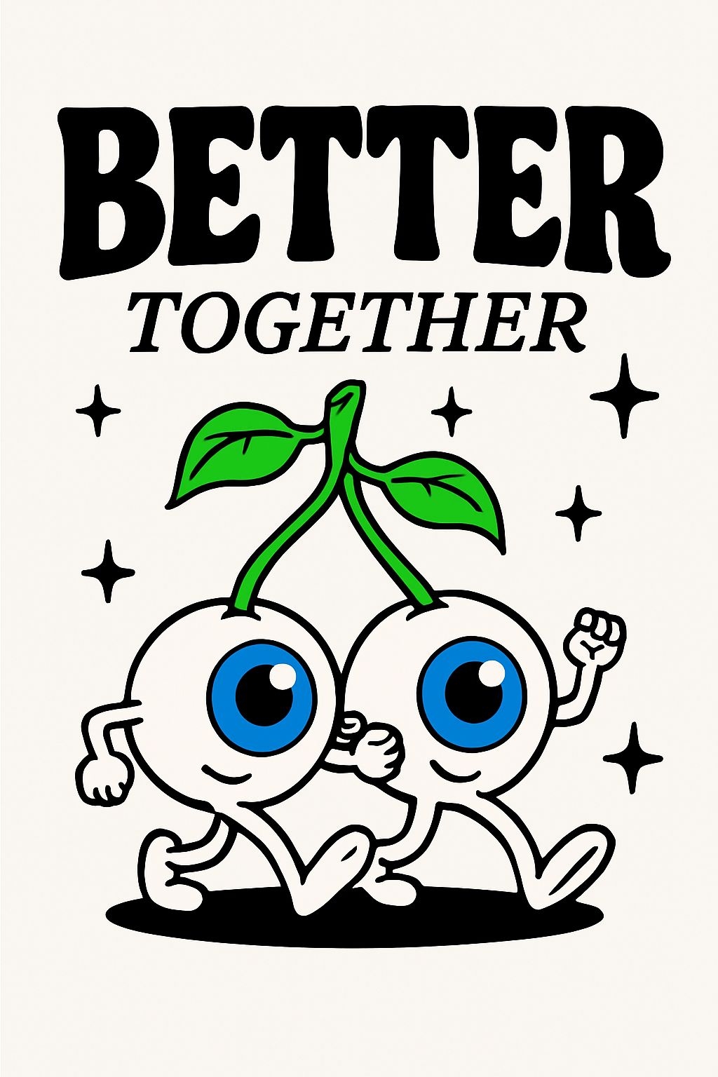 Playful Cartoon Eyeballs Together with Cheerful Message Poster