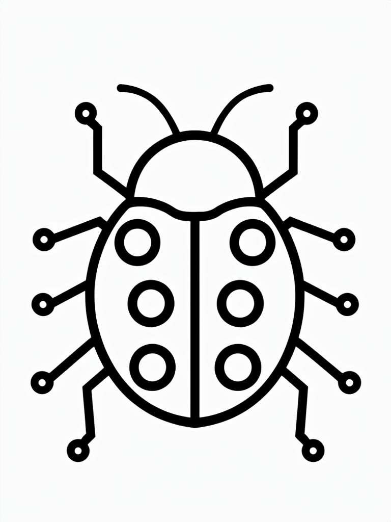 Minimalistic Outline Drawing of a Ladybug Coloring Book Page