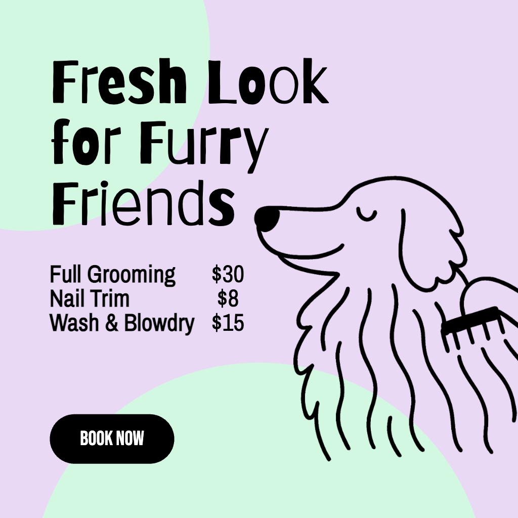 Modern Minimalist Dog Grooming Service Promotion Poster Instagram Posts