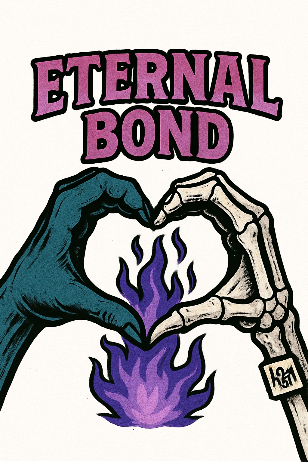 Eternal Bond Hands and Purple Flames Graphic T-Shirt