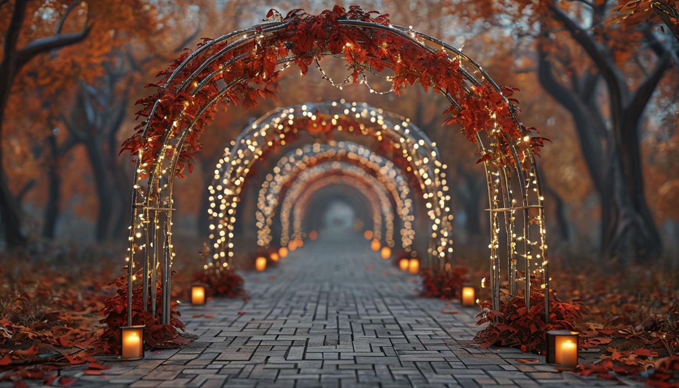 Romantic Enchanted Walkway with Fairy Lights Virtual Background