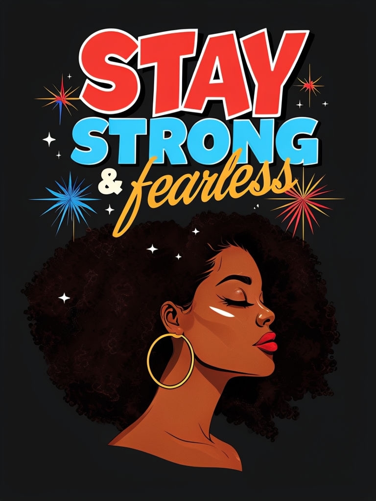 Empowering Stay Strong & Fearless Woman Silhouette Poster