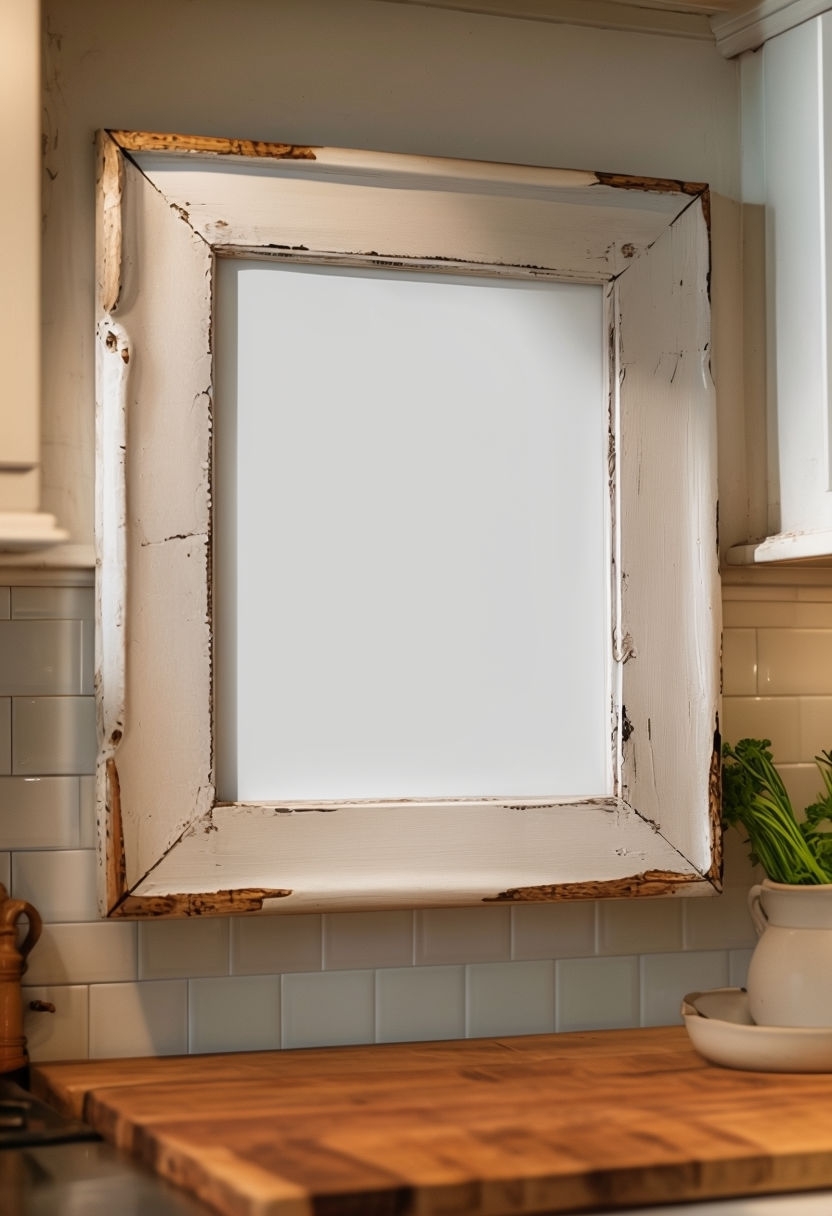 Charming Rustic Farmhouse Kitchen with Distressed Frame Mockup
