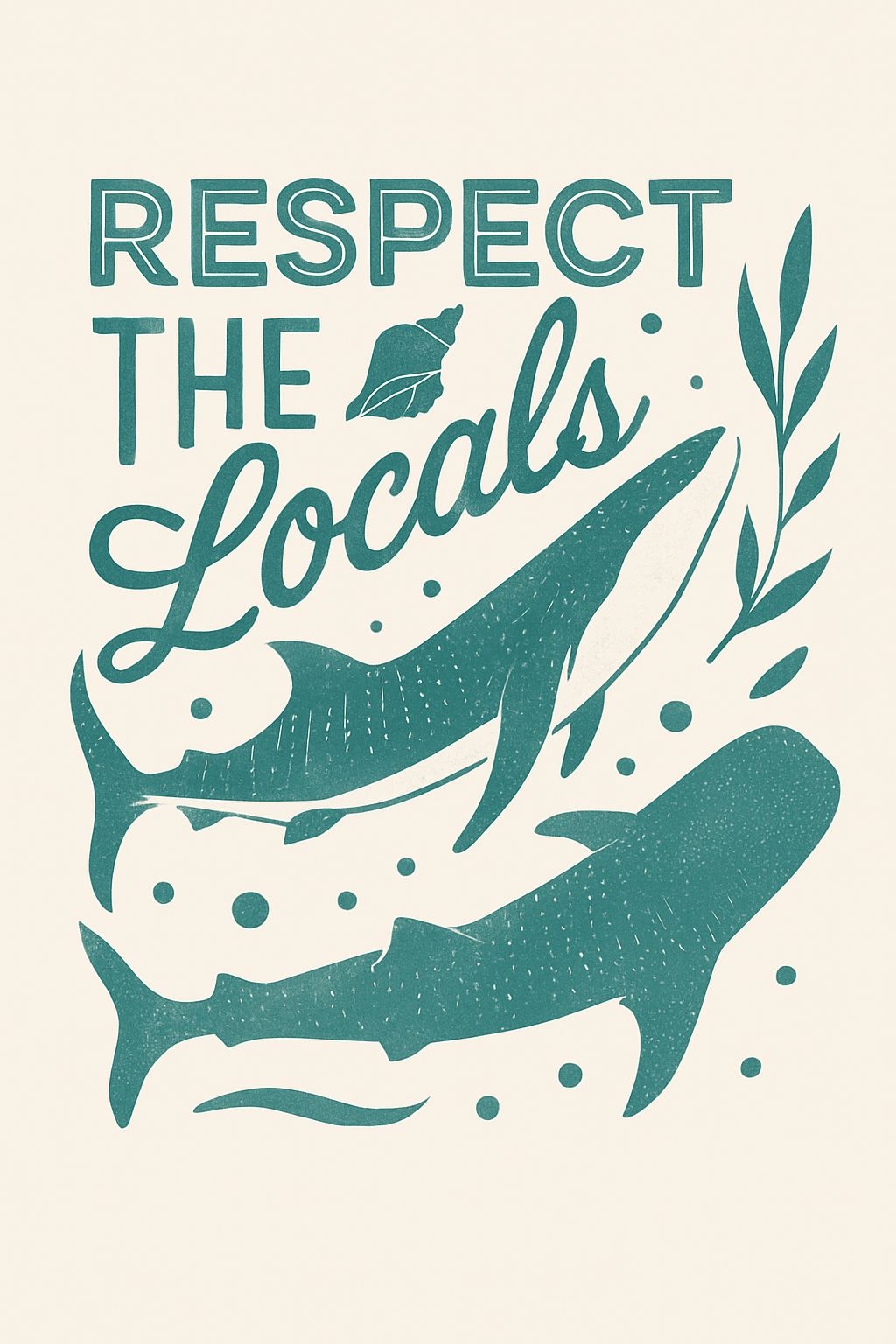 Vintage Underwater Scene with Respect the Locals T-Shirt