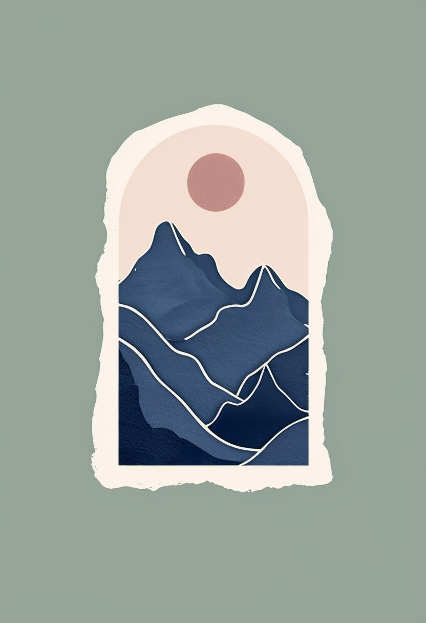 Minimalist Mountain Landscape T-Shirt Design in Muted Sage Green
