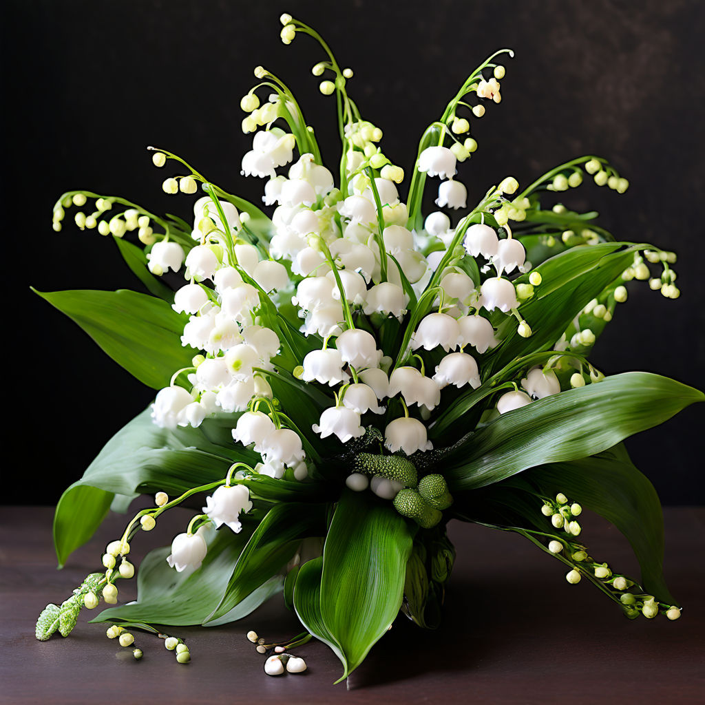 Prompt: A nice bouquet of May lilies of the valley. Breathtaking, award-winning, professional and highly detailed style met Mother