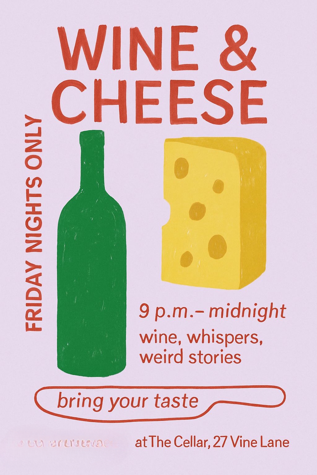 Wine and Cheese Event Poster with Modern Minimalist Design Event Sign