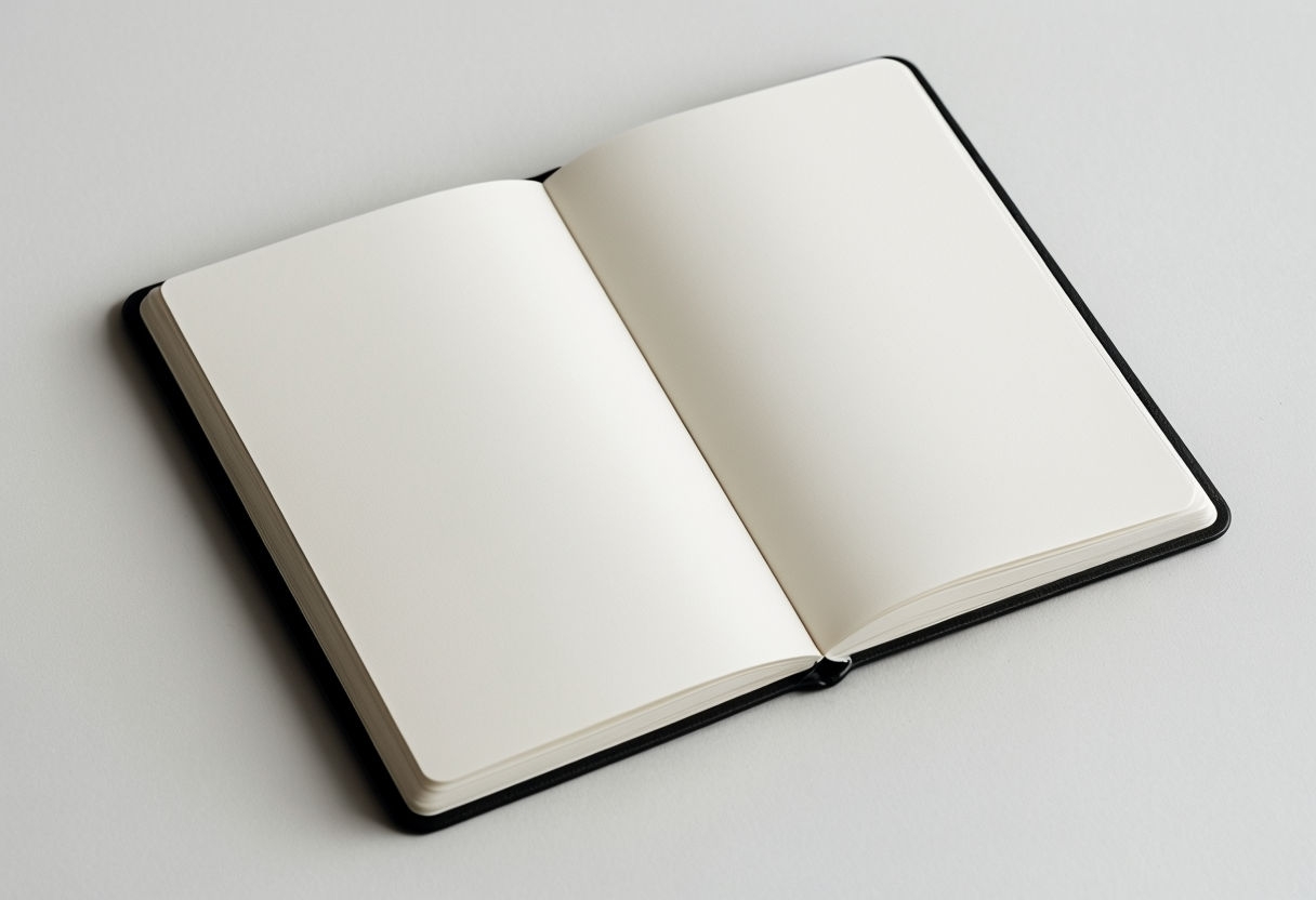 Elegant Black Leather Notebook on Light Gray Surface Mockup