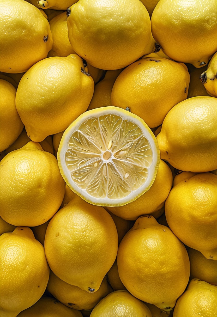 Vibrant Fresh Lemons Close-Up Photo for Bright Kitchen Decor Poster