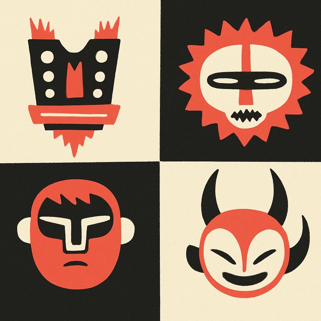 Abstract Geometric Mask Designs in a Modern Style Sticker