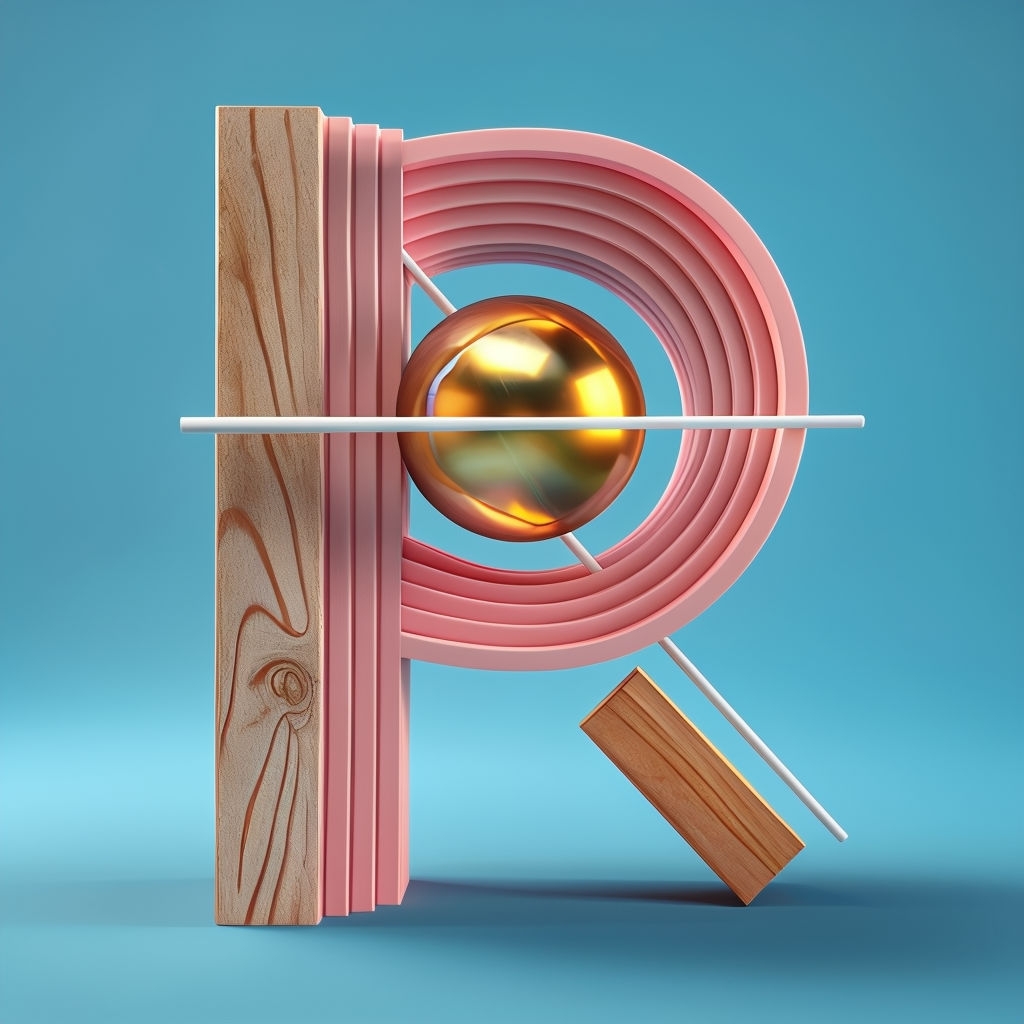 Modern Abstract 3D Letter R Design with Colorful Elements Monogram