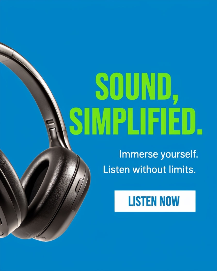Modern Noise-Cancelling Headphones Advertisement Design Ads