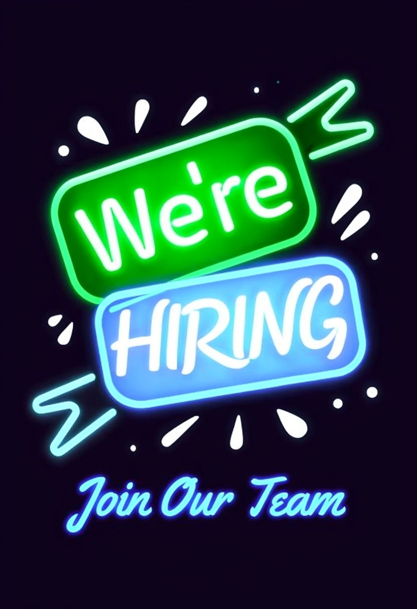 Vibrant Neon Job Advertisement with Hiring Message Poster