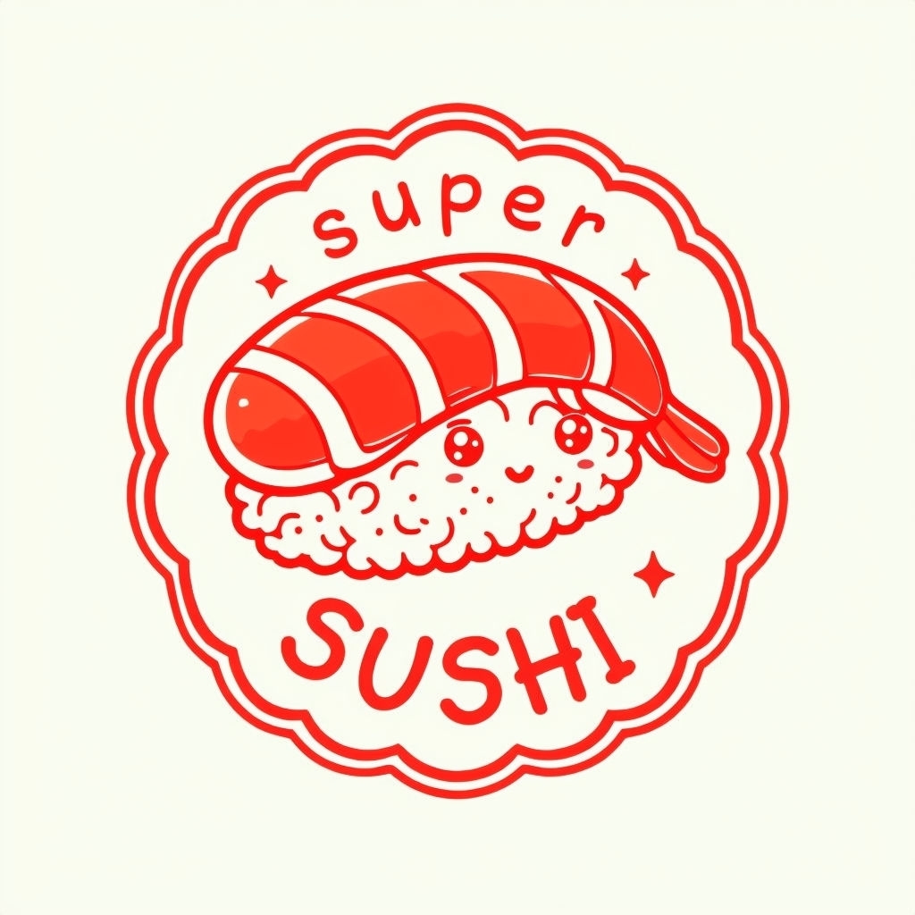 Kawaii Shrimp Nigiri Sushi Character Illustration Sticker
