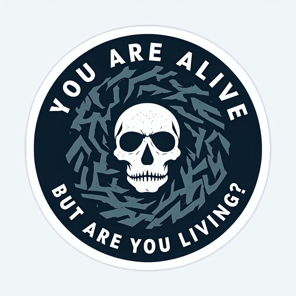 Intricate Skull Graphic You Are Alive Sticker Design