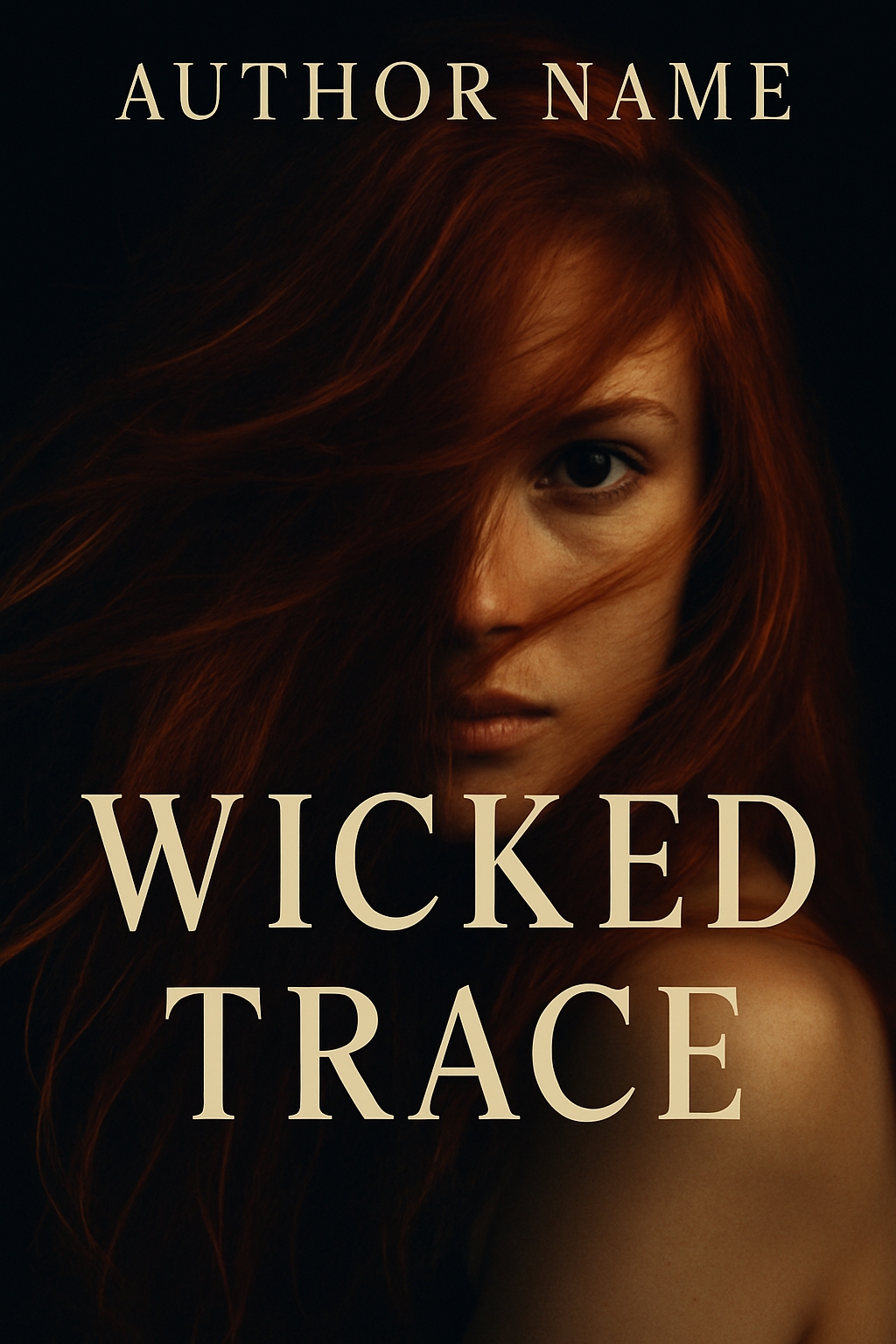 Dramatic Portrait of Fiery Red-Haired Woman for Wicked Trace EBook Cover