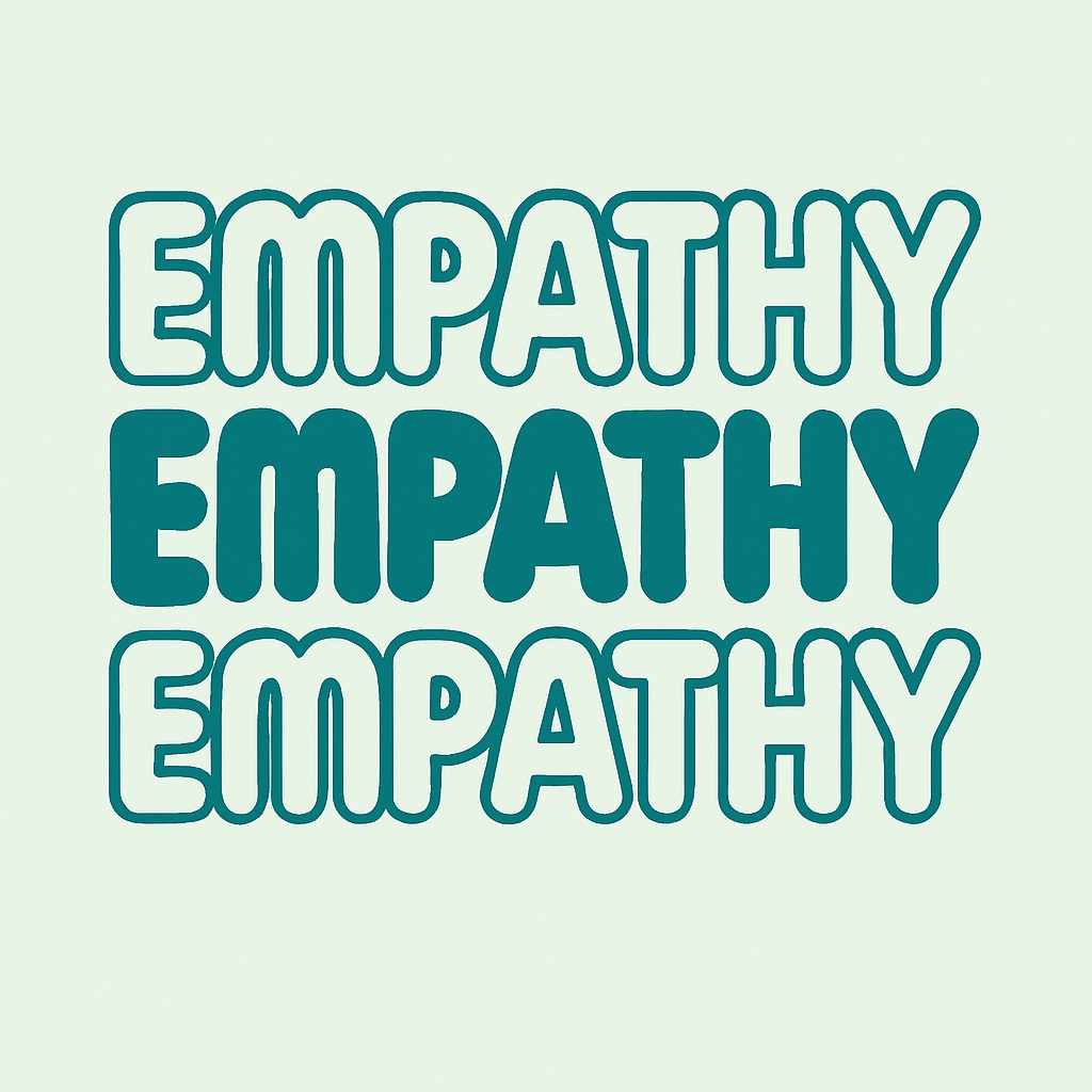 Minimalist Teal EMPATHY Typography Art T-Shirt