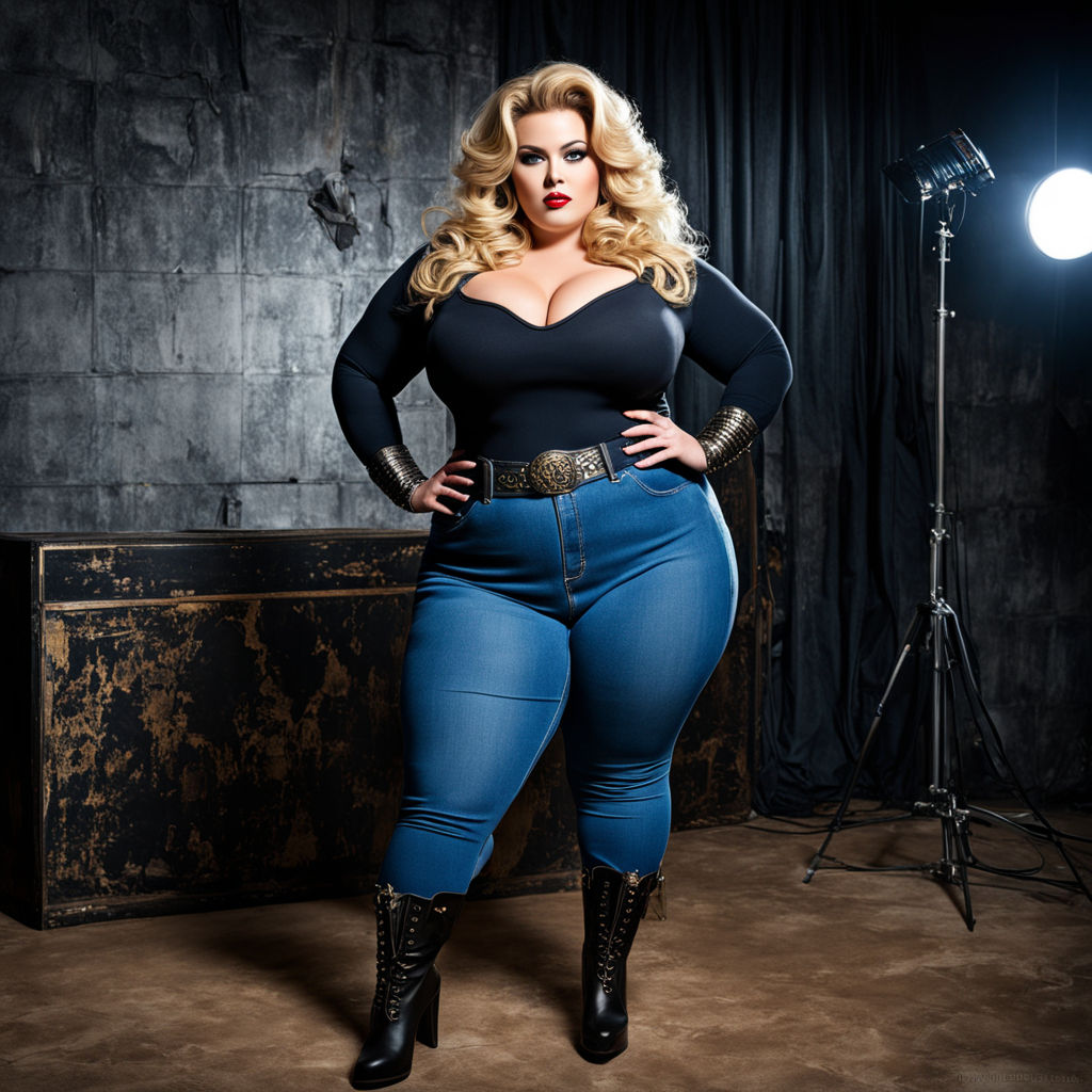 Fat woman wearing jeans