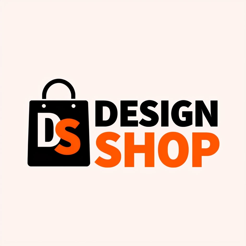 Minimalist Design Shop Logo with Shopping Bag Icon