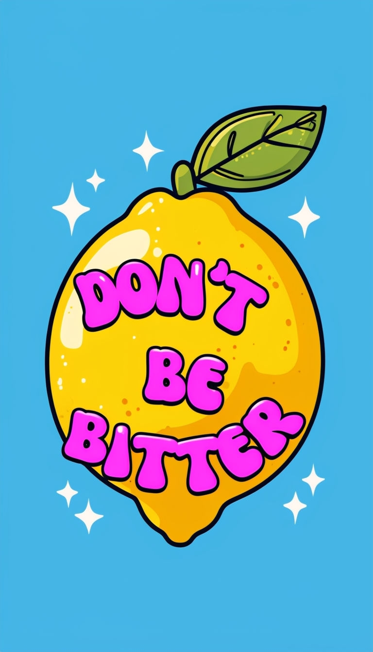 Cheerful Lemon Illustration with Positive Message Mobile Wallpaper
