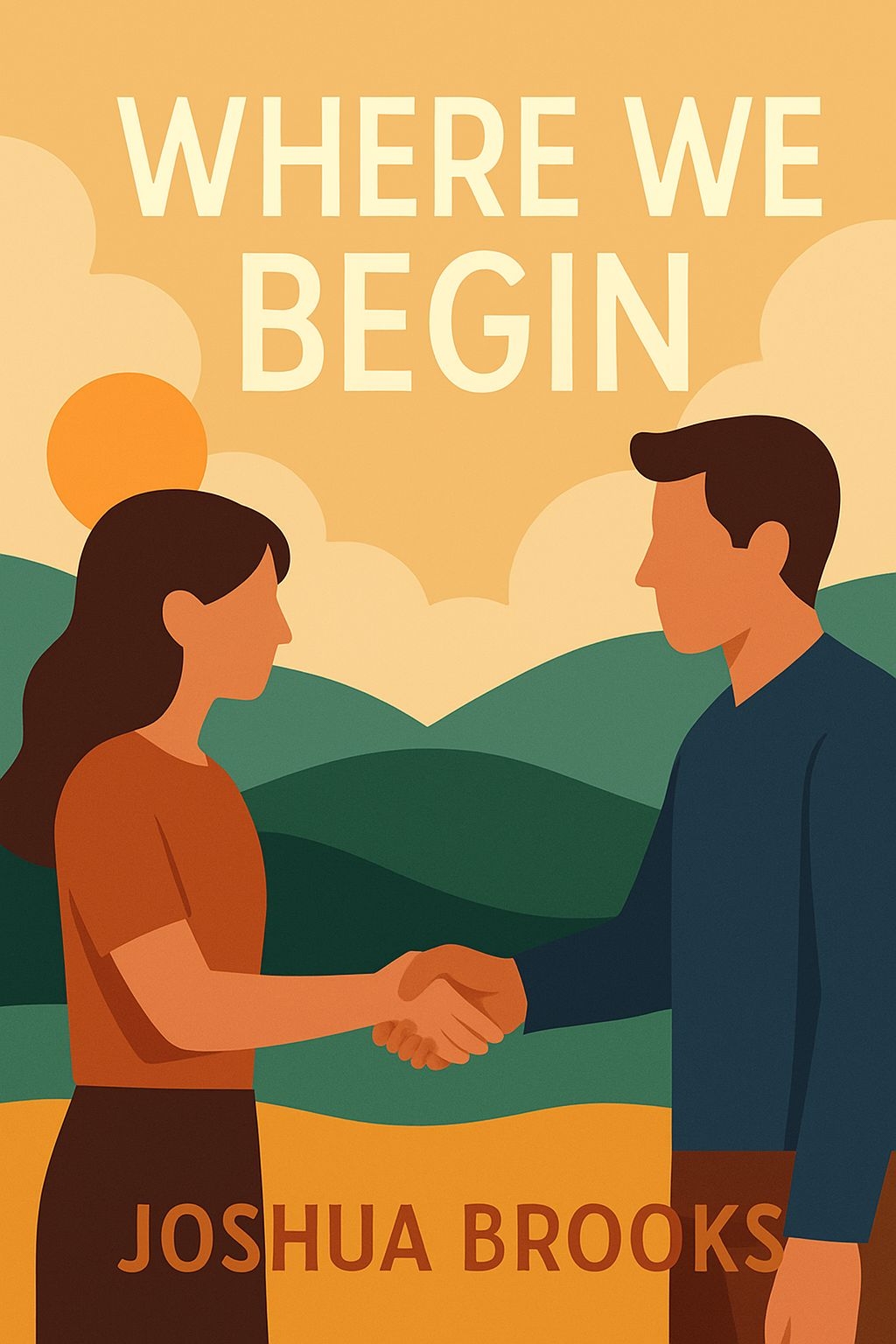 Modern Minimalist Handshake Illustration Book Cover Design EBook Cover