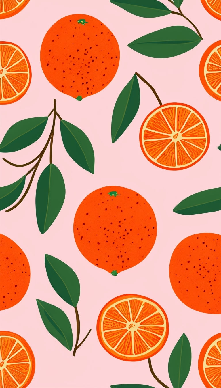 Vibrant Orange and Green Leaf Pattern on Pink Phone Case Cover