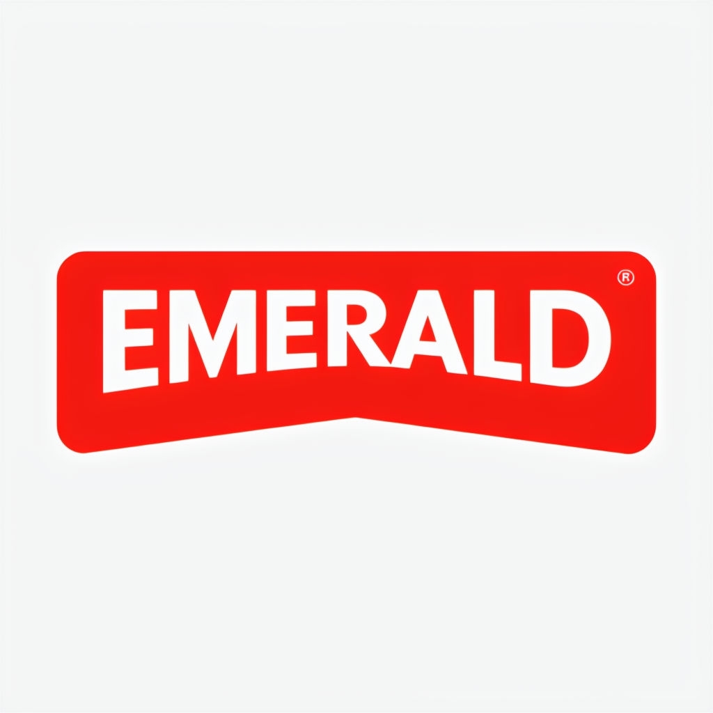 Minimalist EMERALD Bold Logo Design with Red Banner Logo