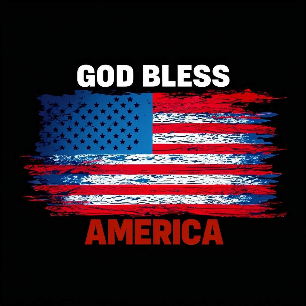 Distressed American Flag God Bless America Graphic T-Shirt