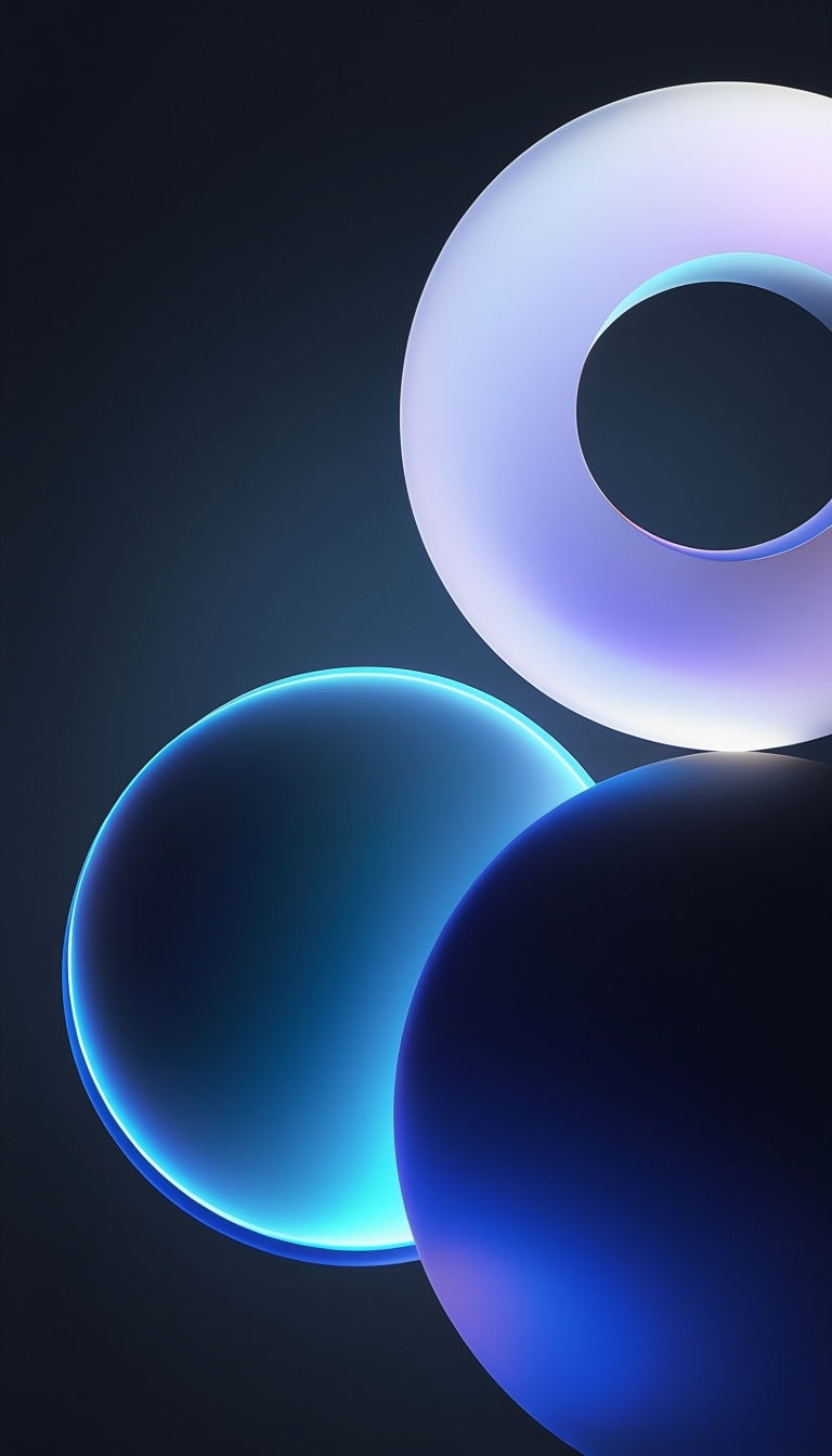 Abstract Geometric Spheres on Dark Gradient Background Mobile Wallpaper