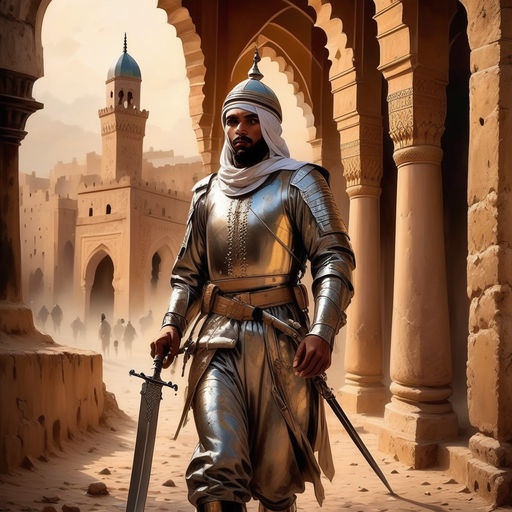 Moroccan soldier wearing old Islamic armor by Zaid Elbakbachi - Playground