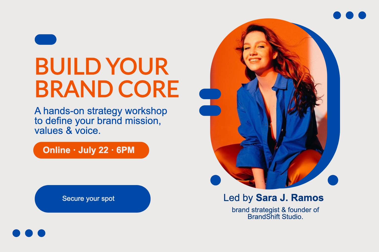 Promotional Banner for 'Build Your Brand Core' Workshop