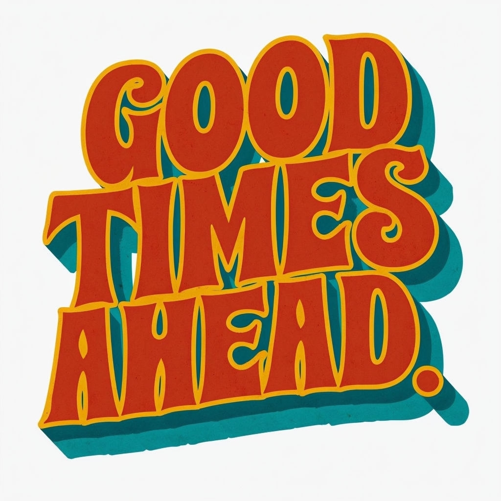 Vintage-Inspired Good Times Ahead Retro Typography Sticker