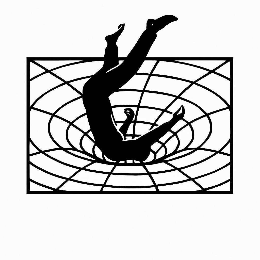 Dramatic Black and White Humanoid Falling T-Shirt
