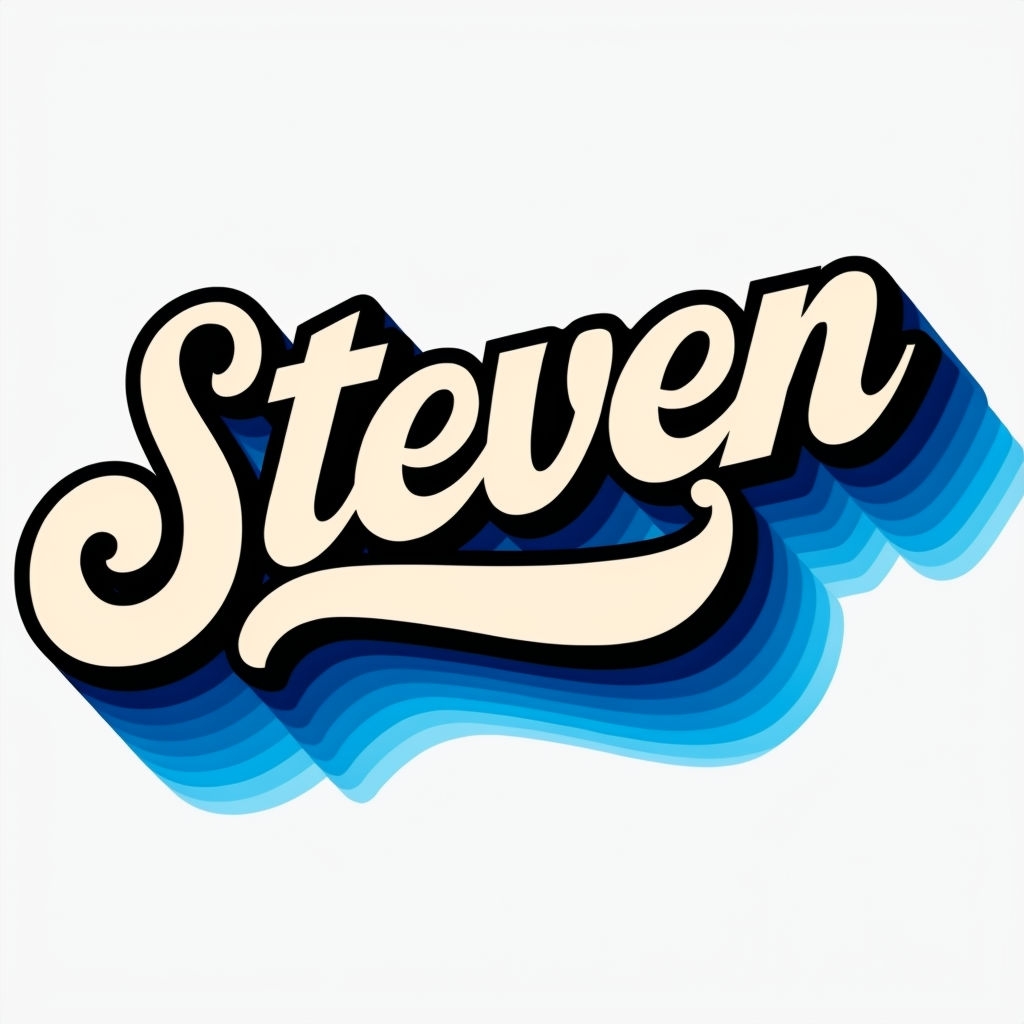 Vintage Retro Steven Cursive Typography T-Shirt