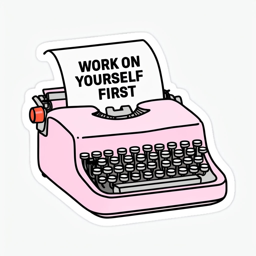 Pastel Pink Vintage Typewriter Inspirational Sticker