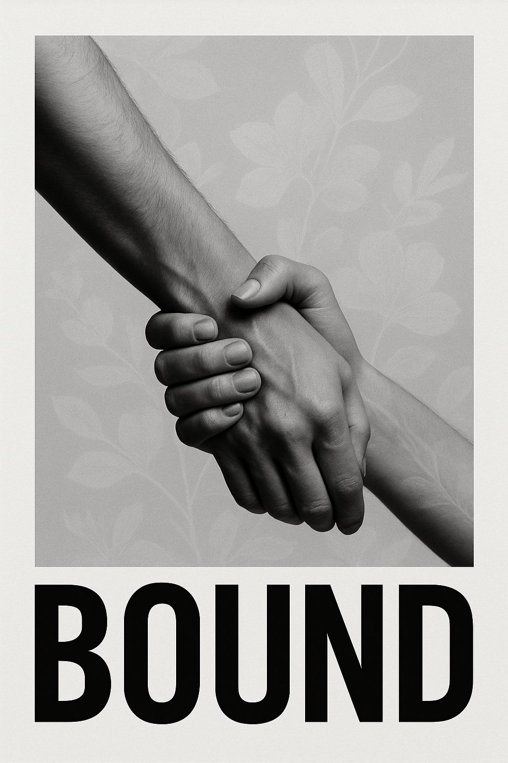 Intimate Black and White Handshake Photograph with Bold Text Poster