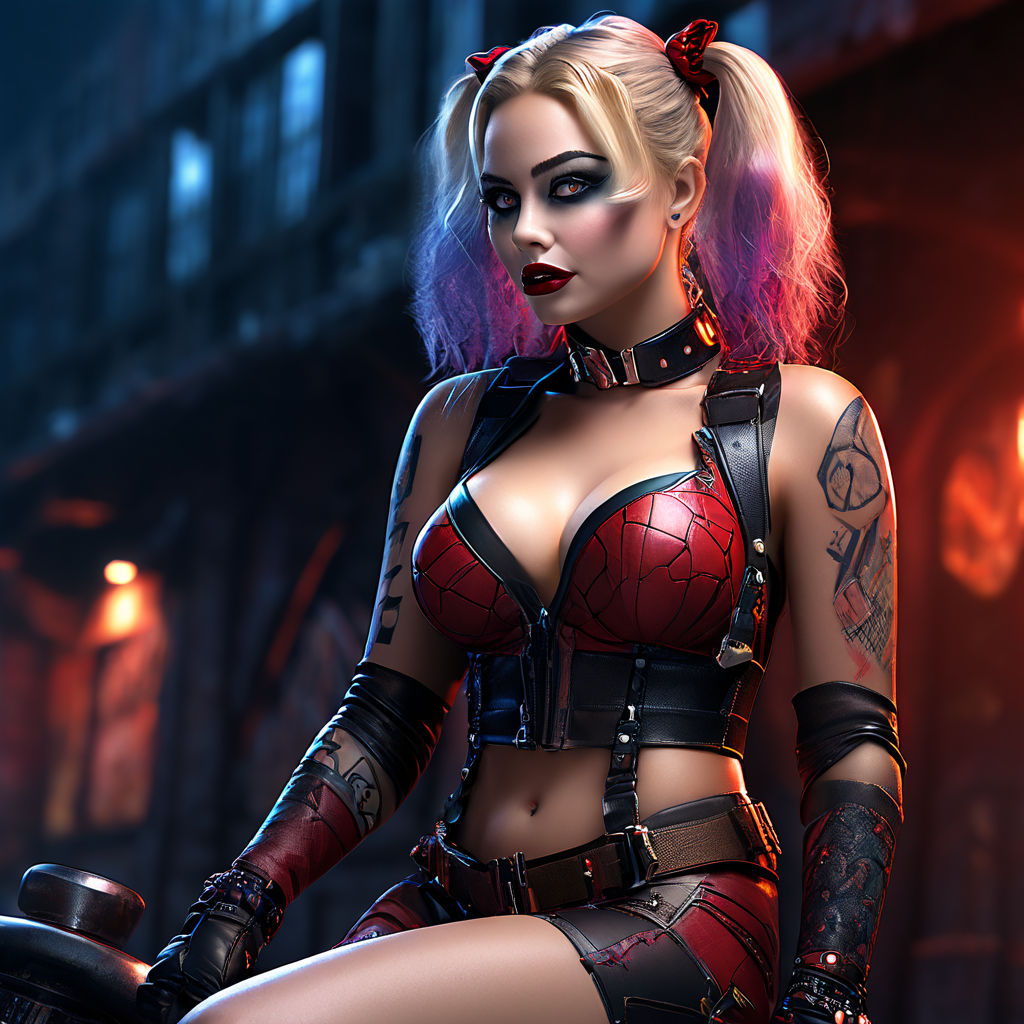 harley quinn wear bra happy very skinny with big chesst