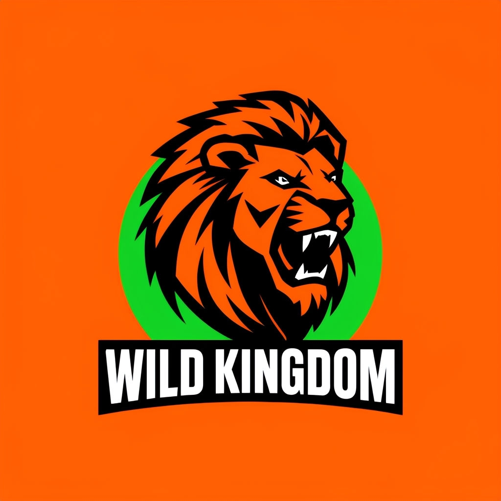 Bold Geometric Lion Logo for WILD KINGDOM Zoo Park Logo